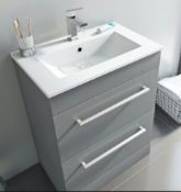 Derwent Floorstanding 600mm Grey Vanity Unit With Draws. CHGR002. 241881. Appears Unused.