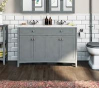 Camberley Satin Grey Double Vanity Unit. MF120GR. 249887. Appears Unused.