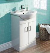Salerno White 550 Vanity Unit. MODW5501. 219691. Appears Unused.
