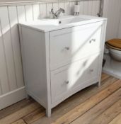 Camberley 800mm Floor Draw Unit In White. CAM800WH. 251699. Appears Unused.