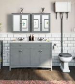 Camberley 1200 Satin Grey Double Vanity Unit. MF120GR. 249887. Appears Unused.