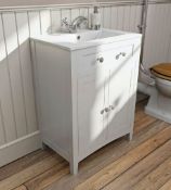 Camberley 600 White Vanity Unit. MF6101W3. Appears Unused.
