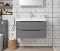 Adler Grey Wall hung Vanity Unit. 800mm. AWH80GREY.