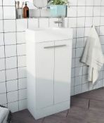 Compact White Floorstanding Unit With Resin Basin. 400mm.