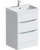 Adler White Floorstanding Vanity Unit. 600mm. ADFS60WHITE. 245615. Appears Unused.