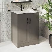 Meier Grey Floorstanding Vanity Unit. 600mm. VOLL-600-FL. 248678. Appears Unused.