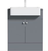 Hatfield Main Cabinet Grey Lacquered. 667X325x800mm. HMCGREY. Appears Unused.