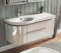 Burton 1 Draw 1 Door White / White Vanity Unit. 1200mm. O12003WHCA. Appears Unused.