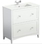 Camberley 800mm Floor Draw Unit In White. CAM800WH. 249891. Appears Unused.