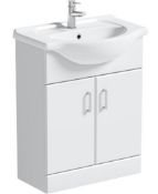 Salerno White 650 Vanity Unit. MODW6501. 259647. Appears Unused.