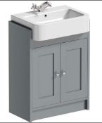 Camberley Satin Grey Semi Recessed 600mm Vanity Unit. CAM600GR. Appears Unused.