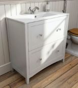Camberley 800mm Floor Draw Unit In White. CAM800WH. 251699. Appears Unused.