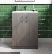 Lea Avola 600mm CH Vanity Unit. VP024-LEA. Appears Unused.