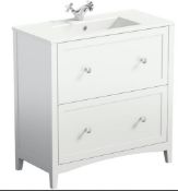 Camberley 800mm Floor Draw Unit In White. CAM800WH. 251699. Appears Unused.