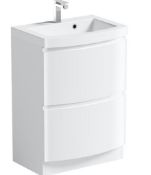 Harrison 2 White Floor-Draw Vanity Unit. 600mm. CWMKIMFL600WH. Appears Unused.