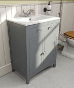 Camberley Satin Grey Vanity Unit. 600mm. MF6101GR3. Appears Unused.