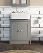 Camberley Satin Grey Semi Recessed 600mm Vanity Unit. CAM600GR. Appears Unused.