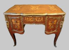 Pair of Louis XV Style Kingwood & Marquetry Brass Bound Desks