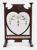 Late Victorian Art Nouveau Style Engraved Mirrored Fire Screen