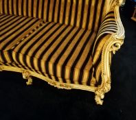 Rococo Italian Silik Carved Wood Upholstered 8 Piece Suite