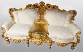 Fine Ornate Italian Silik Three Piece Giltwood Suite