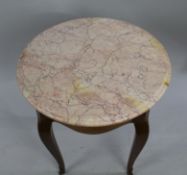 Circular Pink Marble Topped Satinwood Table
