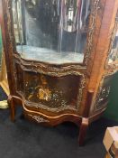 Antique French Serpentine Vernis Martin Display Cabinet