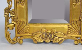 Carved Floral Giltwood Bevelled Glass Wall Mirror