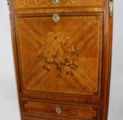 19th c. French Marble Topped Inlaid Escritoire