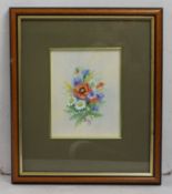 Watercolour & Gouache Vase of Flowers Painting Framed