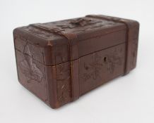 Edwardian Carved Black Forest Oak Box