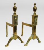 Pair of Antique Solid Brass Fire Dogs