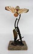 David Fryer Studios Porcelain & Bronze Owl