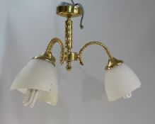 Three Arm Gold Plated Chandelier with Glass Shades