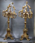 Pair of Large Gold Candelabra Lamps A/F