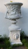 Pair of Heavy Composite Stone Classical Style Garden Urns