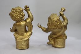 Pair of Gilt Painted Cherubs