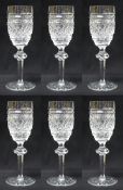 Set of 6 Heavily Cut Waterford Knopped Stem Port Glasses