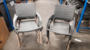 (117/5D) 11x Bambrick Rattan Grey Stackable Chair. (All Units Have Loose Rattan).