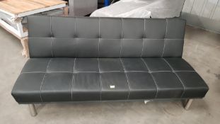 (104/R3) RRP £299. Clik Clak Faux Leather Sofa Bed Black/Chrome. Sofa: (W182x D92x H76cm). Sofabe...