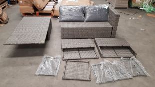 (110/P) Rattan Sofa Set Items With 2x Cushion. (All Items Appear Unused).