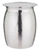 (121/5D) RRP £99.99. Aula Hammer Side Table Silver (IX1709). (H50x W41x D41cm).
