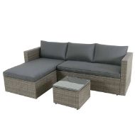 (16/P) RRP £345. Alexandria Grey Rattan Garden Corner Sofa Set. Suitable For Indoor And Outdoor U...