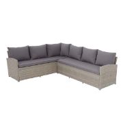 (7/P) RRP £850. Matara Grey Rattan Corner Garden Sofa Set. Suitable for Indoor And Outdoor Use. P...