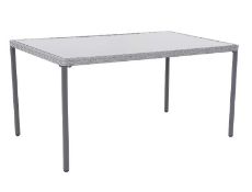 (36/P) RRP £199. Bambrick Rectangular Table. Powder Coated Steel Frame. Hand Woven Synthetic Ratt...