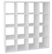 (154/P) RRP £95. Living Elements Clever Cube 4x4 Cube Storage Unit White Matt Finish. (H1460x W14...