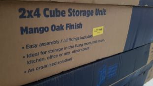 (149/P) RRP £65. Living Elements Clever Cube 2x4 Cube Storage Unit Mango Oak Finish. (W760x H1460...
