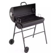 (88/5J) RRP £70. Texas Charcoal Oil Drum BBQ. (L93x W64.5x H90cm). (Contents Appear Clean, Unuse...
