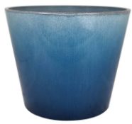 (45/2J) Lot RRP £86.90. 4x Glazed Blue Planter Pots. (2x Large RRP £29 Each, 1x Medium RRP £18.95...