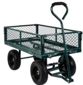 (24/5D) RRP £69. Gardener’s Mesh Cart. Powder Coated Steel Frame. Fold Down Sides. PU Tyres. Max...